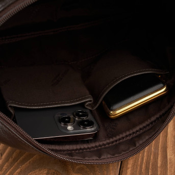 Torba męska skórzana na ramię i do ręki do pracy brązowy