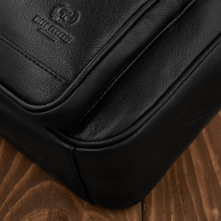 Torba męska skórzana na ramię i do ręki do pracy czarna