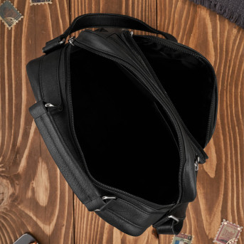 Torba męska skórzana na ramię i do ręki do pracy czarna