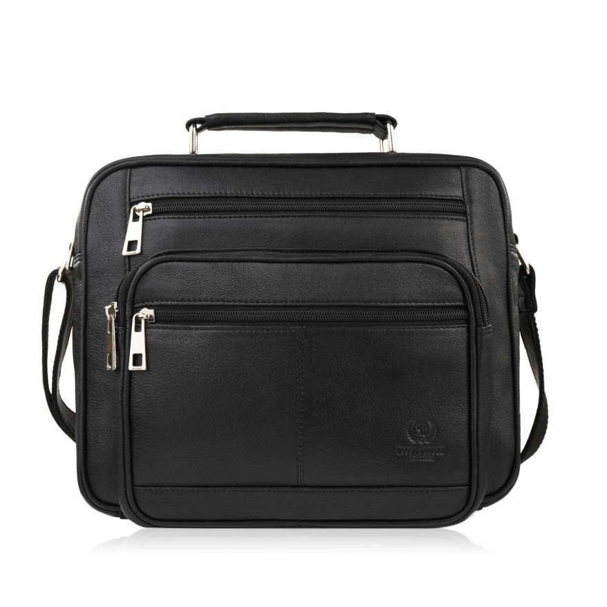 Torba męska skórzana na ramię i do ręki do pracy czarna