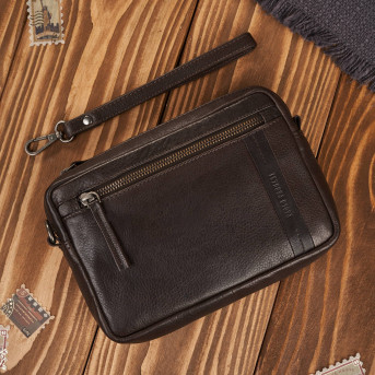 Saszetka męska do ręki brązowa elegancka klasyczna Paolo Peruzzi AL-10-BR