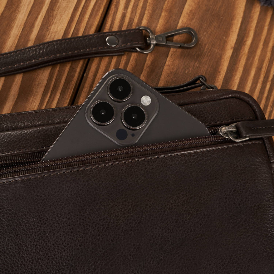 Saszetka męska do ręki brązowa elegancka klasyczna Paolo Peruzzi AL-10-BR