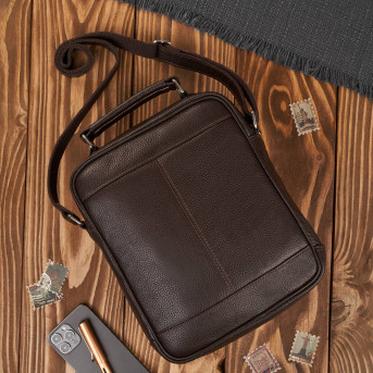 Torba męska skórzana na ramię brązowa listonoszka męska Paolo Peruzzi T-127-BR