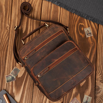 Torba męska skórzana vintage brązowa listonoszka męska Paolo Peruzzi T-127-HBR