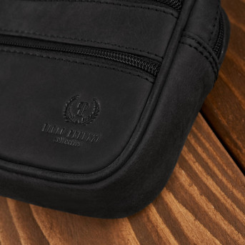 Saszetka męska skórzana do ręki vintage czarna Paolo Peruzzi T-129-HBL