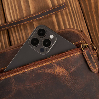 Saszetka męska skórzana do ręki vintage brązowa Paolo Peruzzi T-129-HBR