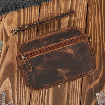 Saszetka męska skórzana do ręki vintage brązowa Paolo Peruzzi T-129-HBR