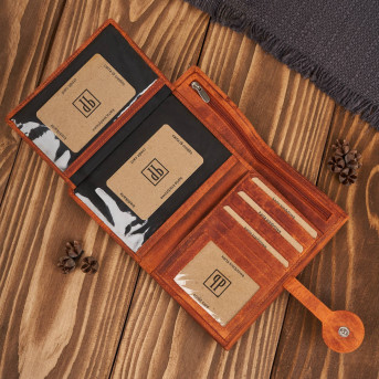 Portfel damski duży podwójny Paolo Peruzzi portfel damski skóra naturalna T-134