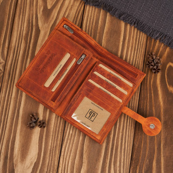 Portfel damski duży podwójny Paolo Peruzzi portfel damski skóra naturalna T-134