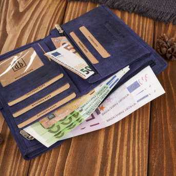 Portfel damski duży skórzany vintage granatowy Paolo Peruzzi T-134-HDB