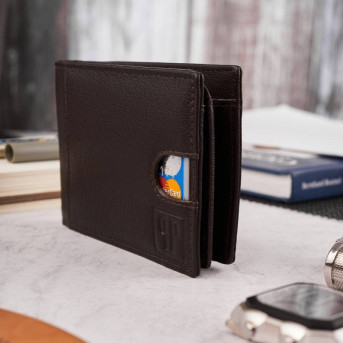 Portfel męski skórzany brązowy T-46-BR i brelok T-86-BR do kluczy zestaw prezentowy ZUP-135-BR