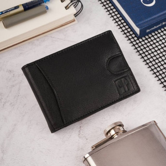 Portfel męski skórzany czarny T-46-BL  i brelok do kluczy  T-86-BL  zestaw prezentowy ZUP-135-BL