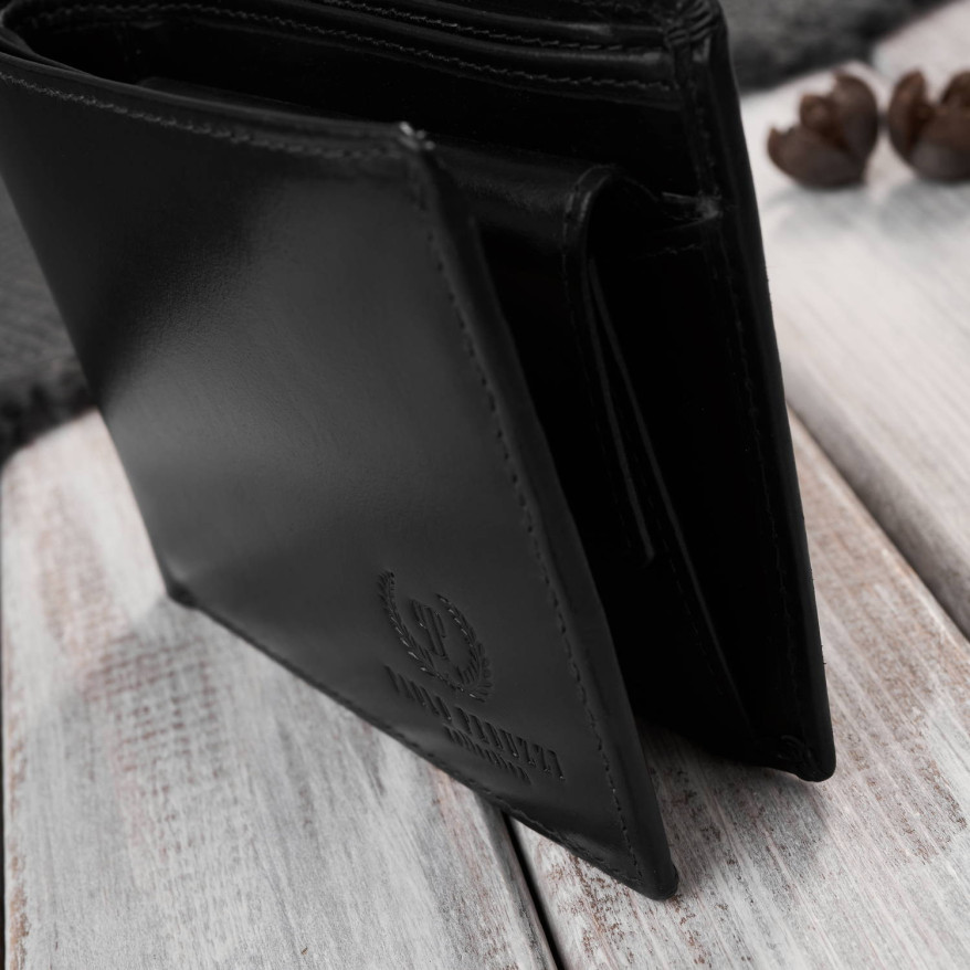 Elegancki portfel męski skórzany czarny z ochroną RFID Paolo Peruzzi AY-11-BL