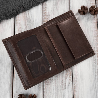 Portfel męski skórzany brązowy klasyczny elegancki  z ochroną RFID Paolo Peruzzi AY-10-BR