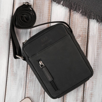 Saszetka męska na ramię skórzana czarna mała Paolo Peruzzi AY-05-HBL