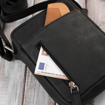 Saszetka męska na ramię skórzana czarna mała Paolo Peruzzi AY-05-HBL