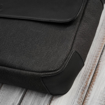 Torba męska na ramię na laptopa ze skóry naturalnej i canvasu czarna Paolo Peruzzi AY-02-BL