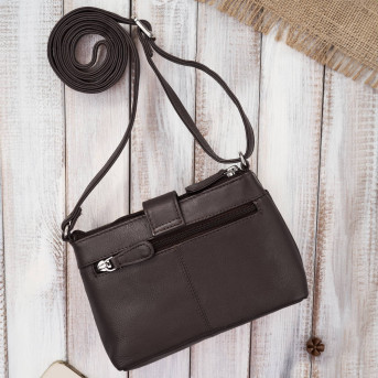 Torebka damska skórzana na ramię mała miejska ciemnobrązowa Paolo Peruzzi SI-39-BR