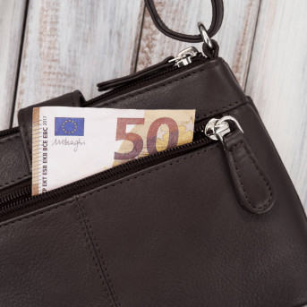 Torebka damska skórzana na ramię mała miejska ciemnobrązowa Paolo Peruzzi SI-39-BR