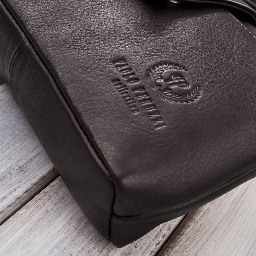 Torebka damska skórzana na ramię mała miejska ciemnobrązowa Paolo Peruzzi SI-39-BR