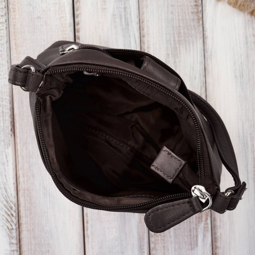 Torebka damska skórzana na ramię mała miejska ciemnobrązowa Paolo Peruzzi SI-39-BR