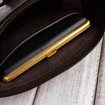 Torebka damska skórzana na ramię mała miejska ciemnobrązowa Paolo Peruzzi SI-39-BR