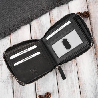 Portfel męski w orientacji poziomej AY-07-BL i listonoszka męska skórzana AY-01-BL zestaw upominkowy Paolo Peruzzi ZUP-137Portfe