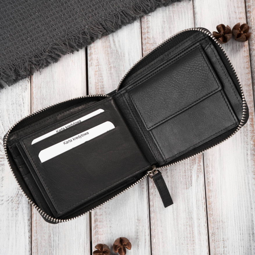 Portfel męski w orientacji poziomej AY-07-BL i listonoszka męska skórzana AY-01-BL zestaw upominkowy Paolo Peruzzi ZUP-137Portfe