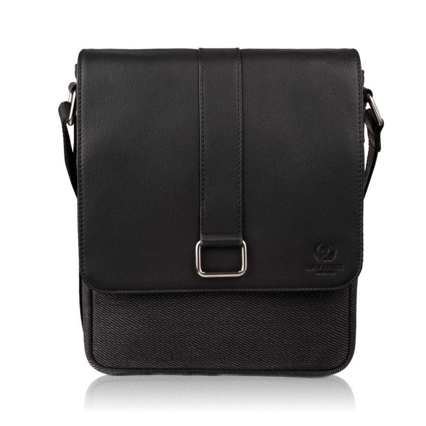 Portfel męski w orientacji poziomej AY-07-BL i listonoszka męska skórzana AY-01-BL zestaw upominkowy Paolo Peruzzi ZUP-137Portfe