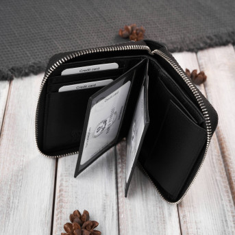 Portfel męski pionowy na zamek AY-06-BL i torba męska skórzana na ramię AY-01-BL zestaw upominkowy Paolo Peruzzi ZUP-138