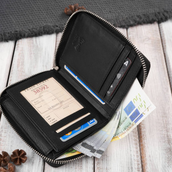 Portfel męski pionowy na zamek AY-06-BL i torba męska skórzana na ramię AY-01-BL zestaw upominkowy Paolo Peruzzi ZUP-138