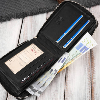 Portfel męski skórzany na zamek AY-07 i torba męska na ramię AY-02 zestaw upominkowy Paolo Peruzzi ZUP-139