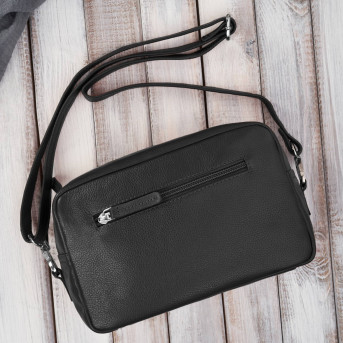 Torebka damska skórzana na ramię klasyczna czarna pojemna E-30-BL