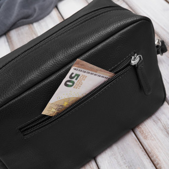 Torebka damska skórzana na ramię klasyczna czarna pojemna E-30-BL