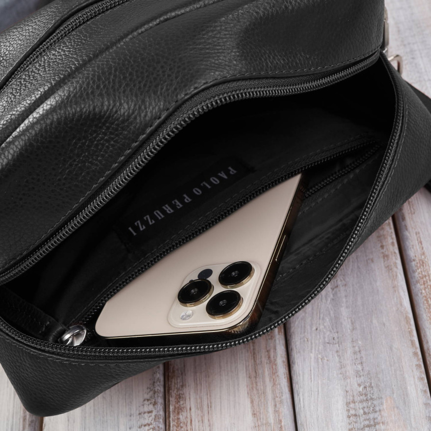 Torebka damska skórzana na ramię klasyczna czarna pojemna E-30-BL