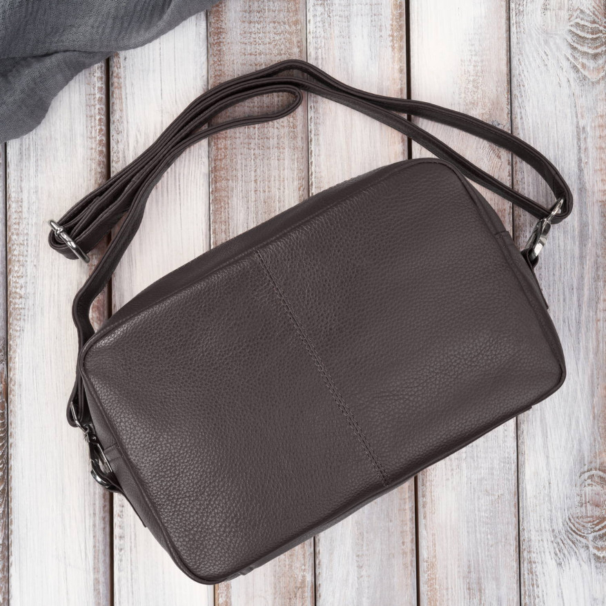 Torebka damska skórzana na ramię brązowa klasyczna pojemna E-30-BR