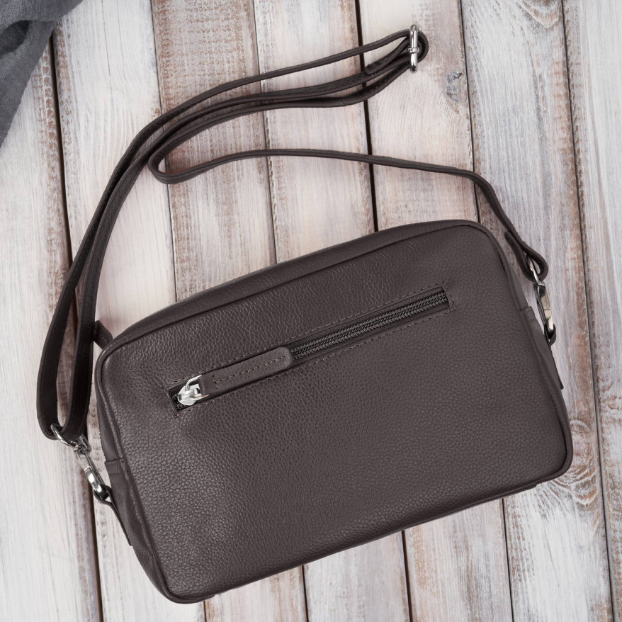 Torebka damska skórzana na ramię brązowa klasyczna pojemna E-30-BR