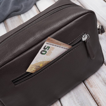 Torebka damska skórzana na ramię brązowa klasyczna pojemna E-30-BR