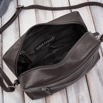 Torebka damska skórzana na ramię brązowa klasyczna pojemna E-30-BR