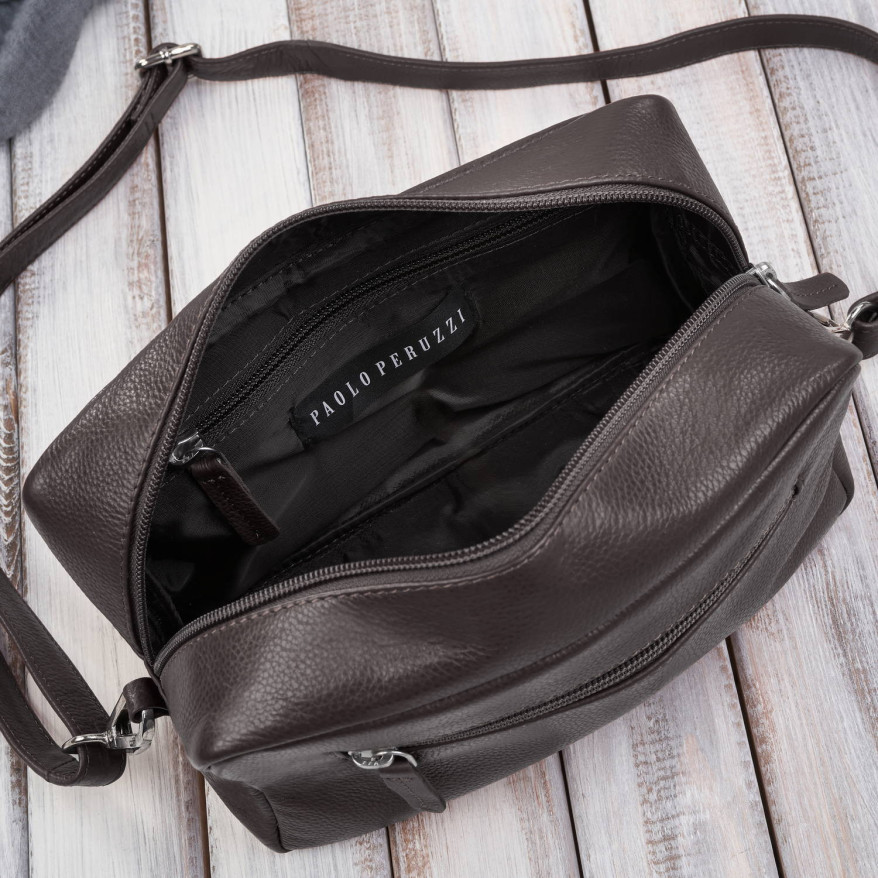 Torebka damska skórzana na ramię brązowa klasyczna pojemna E-30-BR