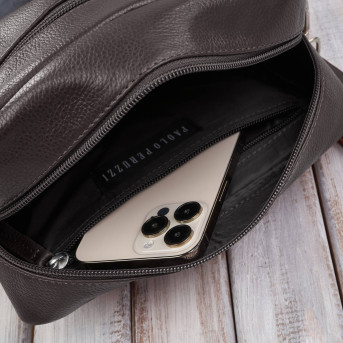 Torebka damska skórzana na ramię brązowa klasyczna pojemna E-30-BR