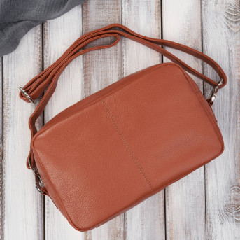 Torebka damska skórzana na ramię koniakowa pojemna klasyczna E-30-CG