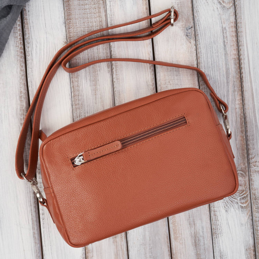 Torebka damska skórzana na ramię koniakowa pojemna klasyczna E-30-CG