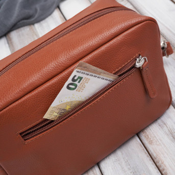 Torebka damska skórzana na ramię koniakowa pojemna klasyczna E-30-CG