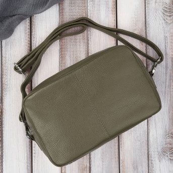 Torebka damska skórzana na ramię zielona pojemna klasyczna E-30-GRE