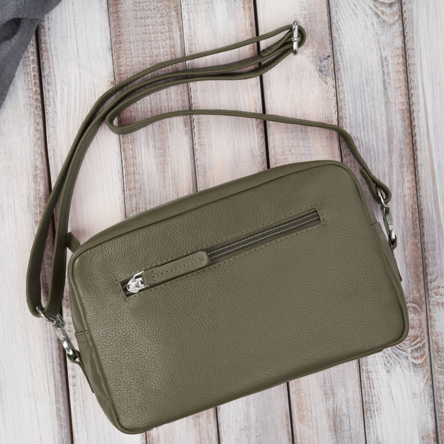 Torebka damska skórzana na ramię zielona pojemna klasyczna E-30-GRE