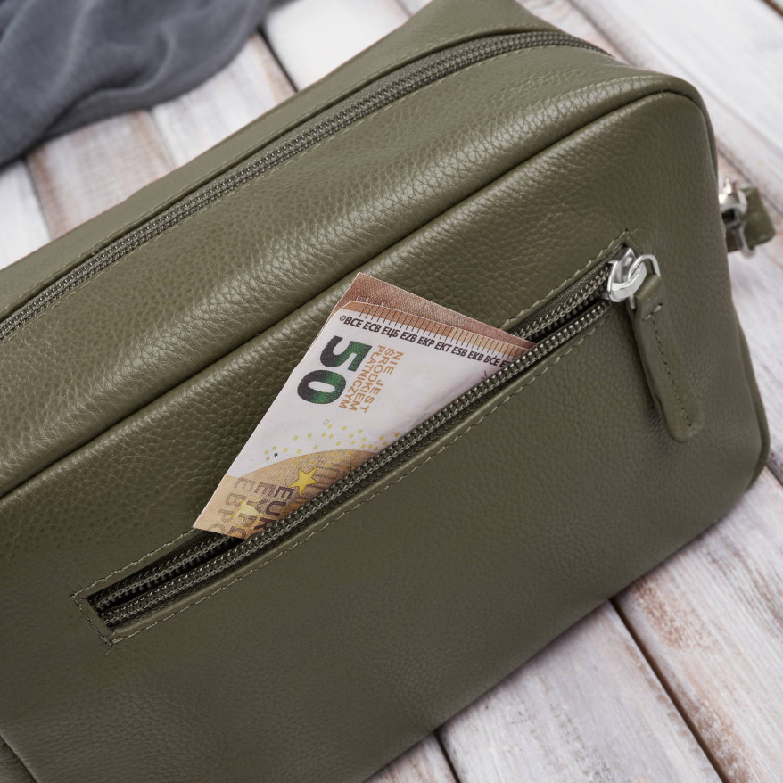 Torebka damska skórzana na ramię zielona pojemna klasyczna E-30-GRE