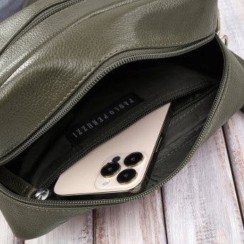 Torebka damska skórzana na ramię zielona pojemna klasyczna E-30-GRE