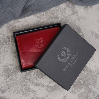 Portfel damski skórzany z RFID T-34-RD portfel damski czerwony Paolo Peruzzi