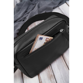 Torebka damska listonoszka skórzana z etui na klucze i drobiazgi czarna E-34-BL